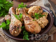 Рецепта Пилешки бутчета с карфиол на тиган